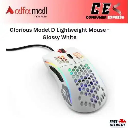 Glorious Model D (Glossy White) Extreme Lightweight Ergonomic Gaming Mouse 69G - GD-GWHITE