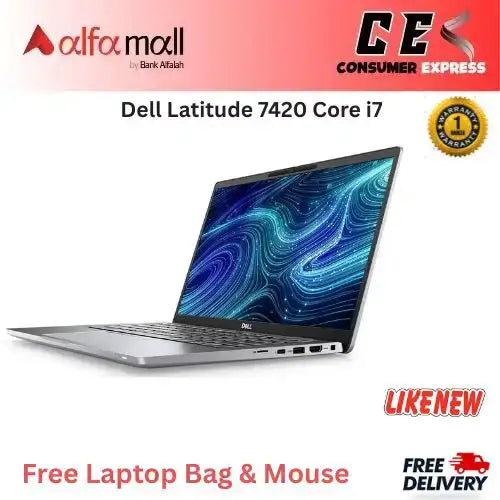 Dell Litude 7420 Core i71165G7 11th Gen 16GB RAM 512GB SSD 14.1" FHD Touchscreen (Like New) Free Bag & Mouse