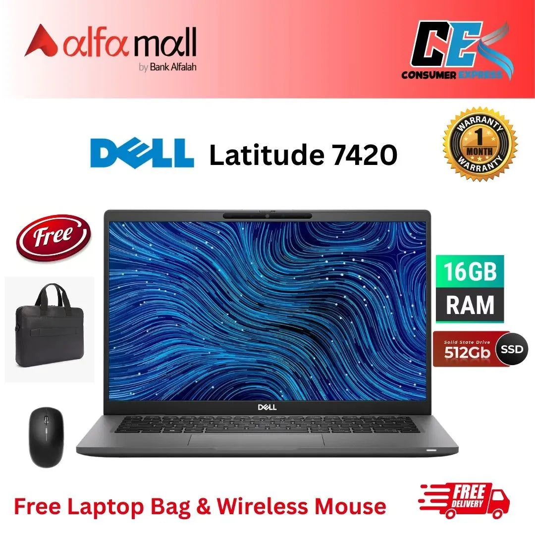 Dell Litude 7420 Core i71165G7 11th Gen 16GB RAM 512GB SSD 14.1" FHD Touchscreen Free Bag & Mouse