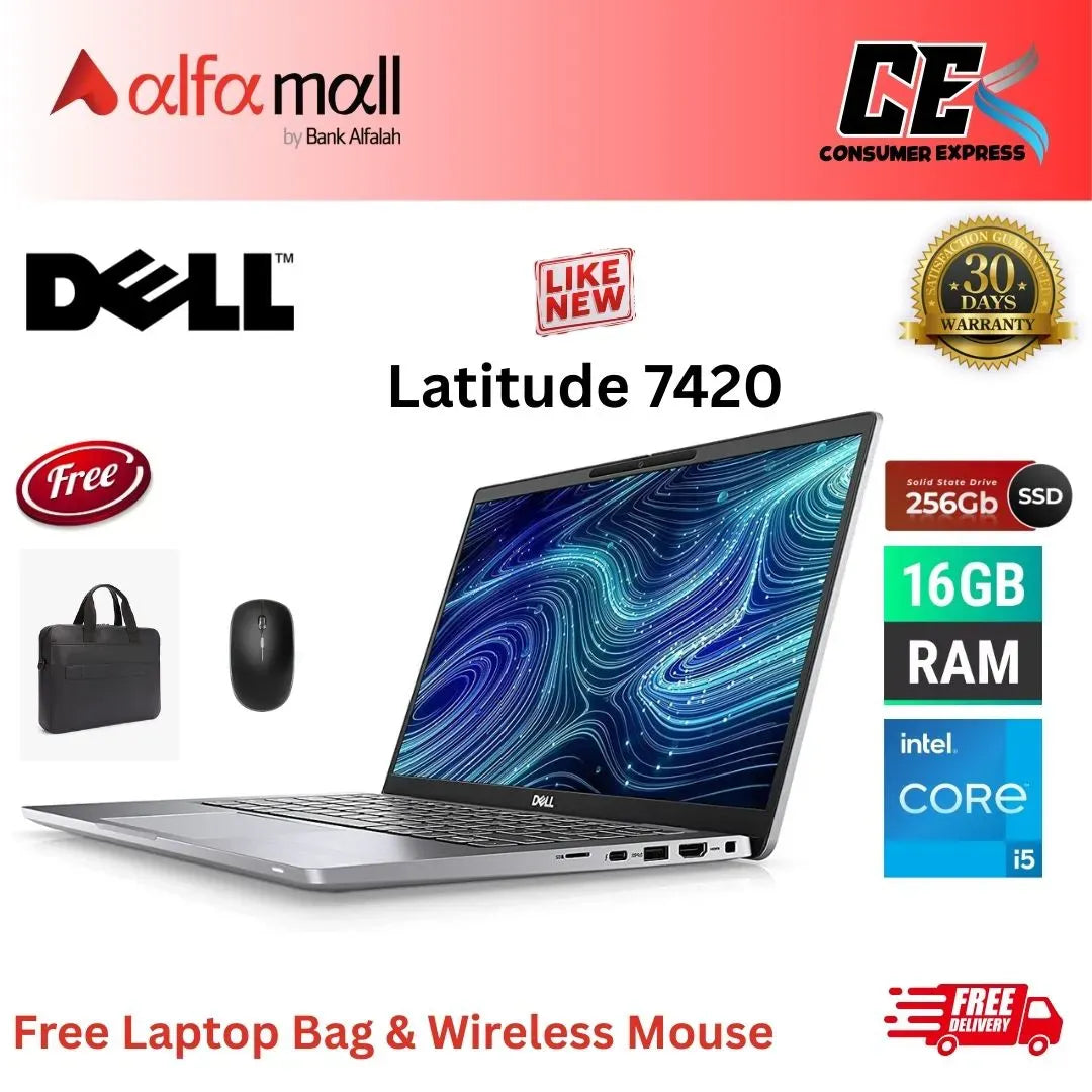 Dell Litude 7420 Corei511th Gen 16 GB RAM 256 GB SSD Touchscreen 14 Inch Display (Like New) Free Laptop Bag & Mouse