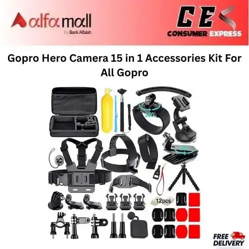 Gopro Hero Camera 15 in 1 Accessories Kit For All Gopro