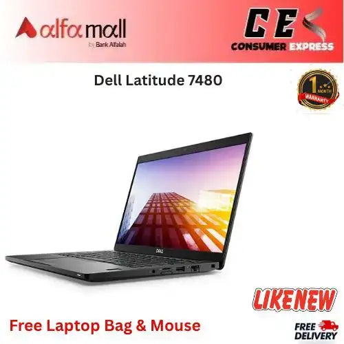 Dell Litude 7480 Core i5 7th Gen 16GB RAM 256GB SSD 14 Inch FHD Display (Like New) Free Bag & Mouse