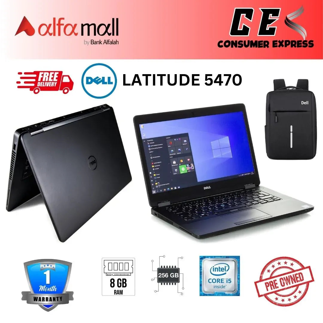 Dell Litude E5470 Business Laptop Notebook PC Intel Core i56300U, 8GB Ram, 256GB Solid Ste SSD, HDMI, Camera, WiFi, SC Card Reader, Win 10 Pro, 14" HD Display With Free Bag (Preowned)