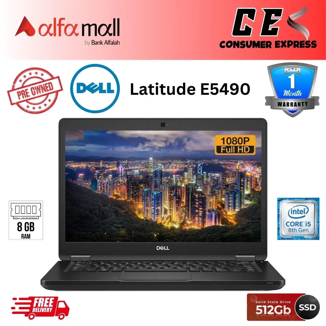 Dell Litude E5490 Business Laptop Notebook PC Intel Core i58350U Quad Core CPU, 8GB RAM DDR4, 256GB SSD, 14 FHD (1920 x 1080) Display, HDMI, USBC, Webcam, Windows 10 Pro (Preowned)
