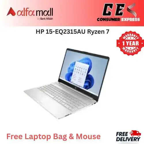HP 15EQ2315AU Ryzen 7 5700U 8GB Ram 512GB SSD 15.6 Inch FHD (New 1 Year Warranty) Free Bag & Mouse