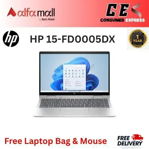 HP 15FD0005DX Touchscreen Laptop Intel Core i51235U 8GB DDR4 512GB SSD Intel Iris Xe Graphics 15.6" HD Touchscreen, Windows 11 Nural Silver