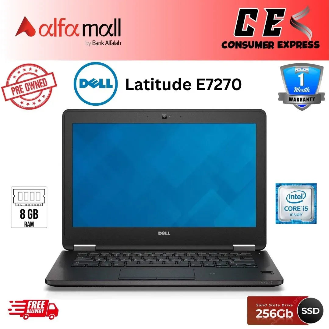 Dell Litude E7270 UltraBook Screen Business Laptop Intel Core i56300U, 8GB Ram, 256GB Solid Ste SSD, HDMI, Camera, WiFi, Smart Card Reader Win 10 Pro (Preowned)