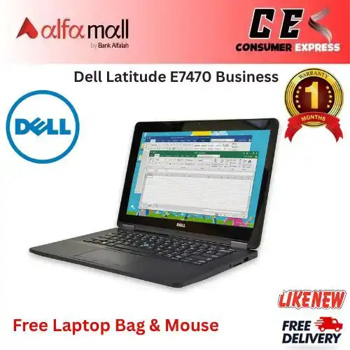 Dell Litude E7470 Business Laptop Intel Core i56300U 6th Gen, 16GB DDR4 Ram, 512GB SSD, Webcam, 14" Inch HD Display (Like New) Free Bag & Mouse