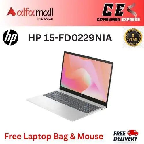 HP 15FD0229NIA Laptop, Intel Core i71355U, 8GB Memory, 512GB SSD, Intel Iris Xe Graphics, Backlit KB, 15.6" FHD Display
