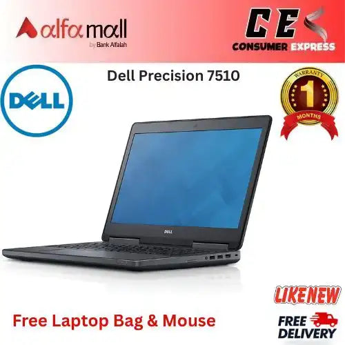Dell Precisi 7510 Laptop Intel Core i76820HQ 6th Gen, 32GB Ram DDR4, 512GB SSD, 15.6" IPS HD Display, Nvidia Quadro M2000 4GB DDR5, Backlit Keyboard (Like New) Free Bag & Mouse