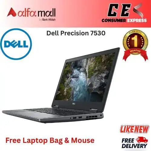 Dell Precisi 7530 Laptop Intel Core i78750H 8th Gen, 32GB Ram DDR4, 512GB NVMe SSD, 15.6" IPS HD Display, Nvidia Quadro P1000 4GB DDR5 128 Bit, Backlit Keyboard (Like New) Free Bag & Mouse