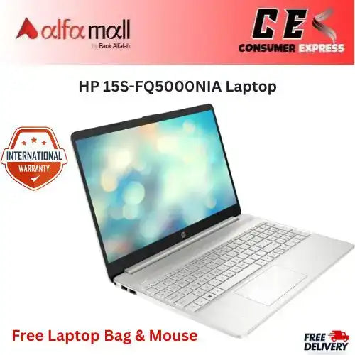 HP 15S-FQ5000NIA Laptop - Intel Core i3-1215U, 4GB, 256GB SSD, Intel Graphics, 15.6" HD Display, Jet black (Brand New, International Warranty) -