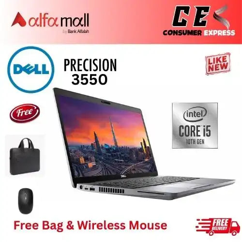 Dell Precisi550 Corei510th Gen 16 GB RAM 256 GB SSD 15.6 Inch Display (Like New) Free Bag & Mouse