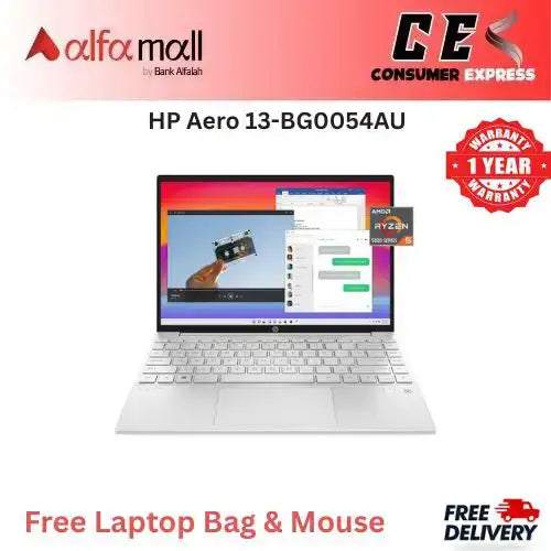 HP Aero 13BG0054AU AMD Ryzen 58640HS 16GB Ram 512GB SSD AMD Rade Graphics 13.3 Inch WUXGA IPS 2K Windows 11 (New 1 Year Official Warranty) Free Bag & Mouse