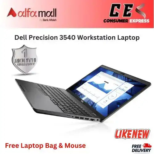 Dell Precision 3540 Workstation Laptop | Intel Core i7-8565U 16GB RAM 512GB SSD, AMD Radeon Pro WX 2100 2GB, 15.6" FHD Display, Backlit KB, Windows 10 Home (Like New) Free Bag & Mouse -