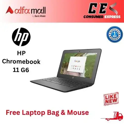 HP Chromebook 11 G6 16GB Storage 4GB RAM 11.6 Inch Display Chrome OS Updes Till 2027 (Like New) Free Bag & Mouse