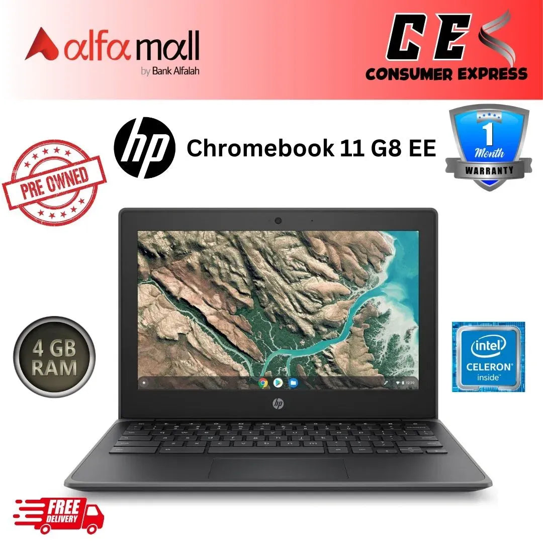 HP Chromebook 11 G8 EE 11.6" HD (1366 x 768), Intel Celer N4000, Intel UHD Graphics 600, 4GB LPDDR4 RAM, 32GB eMMC Storage, Chrome OS, Chalkboard Gray (Preowned)