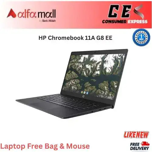 HP Chromebook 11A G8 EE – AMD A4, 4GB RAM, 32GB eMMC, 11.6-Inch HD Display, Type-C Charging (Like New) - Free Bag & Mouse -