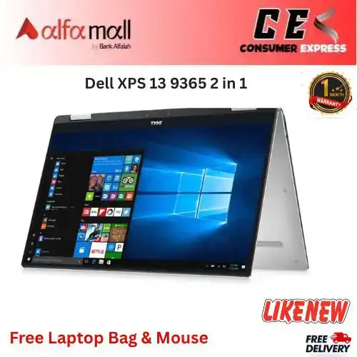Dell XPS 13 9365 2 in 1 Core i7 7th Gen 16GB RAM 256GB SSD Touchscreen 13.3 Inch Display (Like New) Free Bag & Mouse