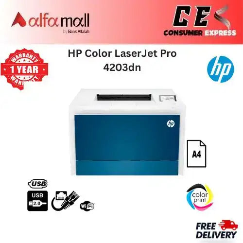 HP Color LaserJet Pro 4203dn Printer (4RA89A) Up to 35 ppm Black and Color Duplex Printing (Brand New, 1 Year Warranty)