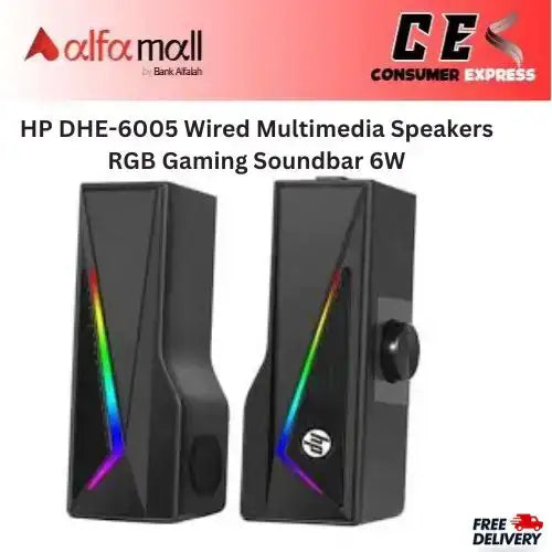 HP DHE-6005 Wired Multimedia Speakers RGB Gaming Soundbar 6W