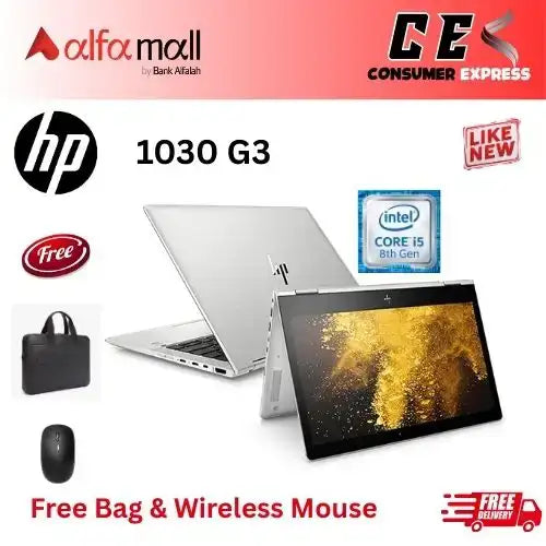HP EliteBook 1030 G3 x360 2in1 Core i5 8th Generi 8GB Ram 256GB SSD 13.3 Inch Touch (Like New) Free Bag & Mouse