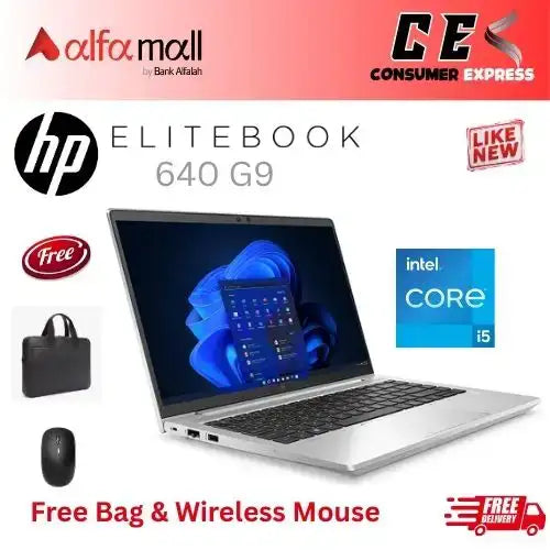 HP EliteBook 640 G9 Corei512th Gen 16GB RAM 512GB SSD 14 Inch Display (Like New) Free Bag & Mouse