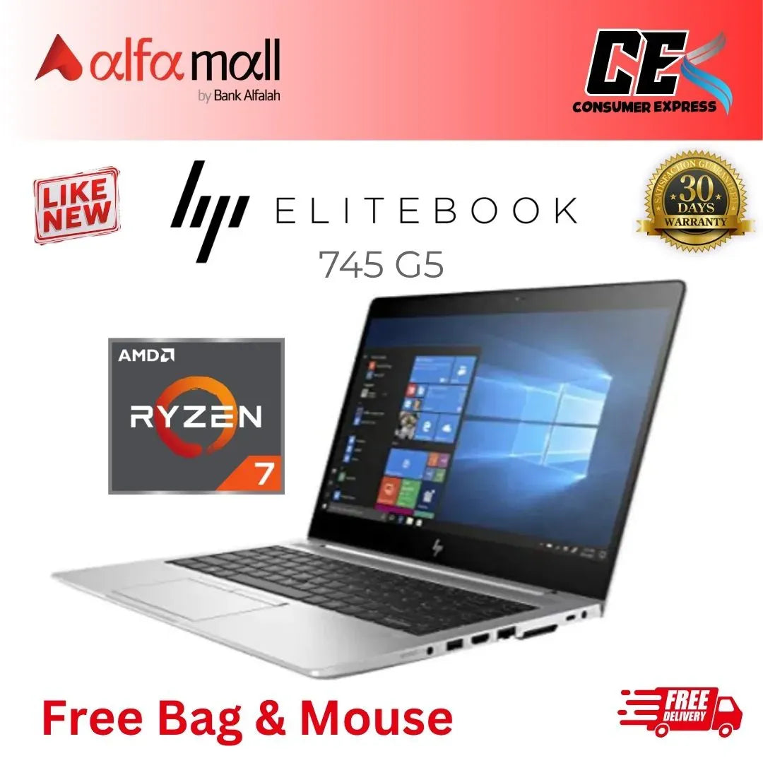 HP EliteBook 745 G5 Ryzen 7 2700U 8GB Ram 256GB SSD 14 Inch (Like New) Free Bag & Mouse