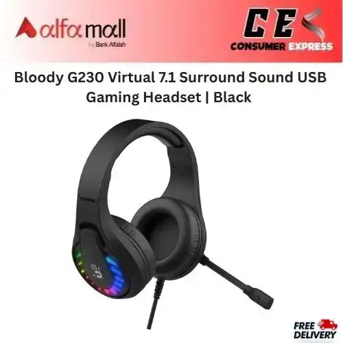 Bloody G230 Virtual 7.1 Surround Sound USB Gaming Headset Black