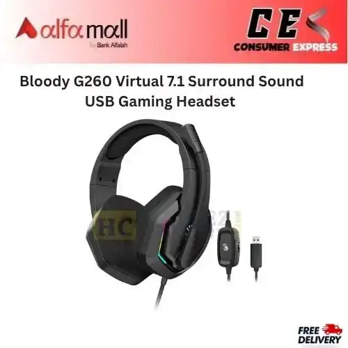 Bloody G260 Virtual 7.1 Surround Sound USB Gaming Headset -