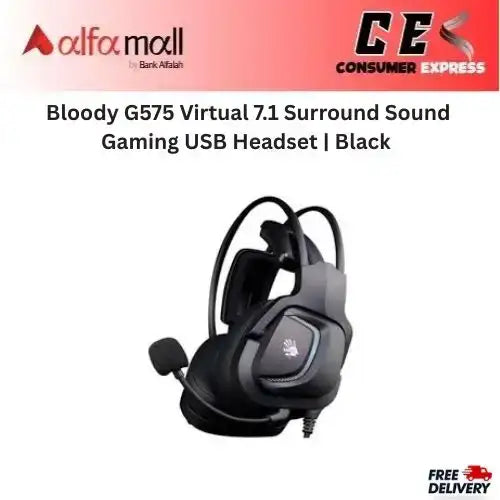 Bloody G575 Virtual 7.1 Surround Sound Gaming USB Headset Black