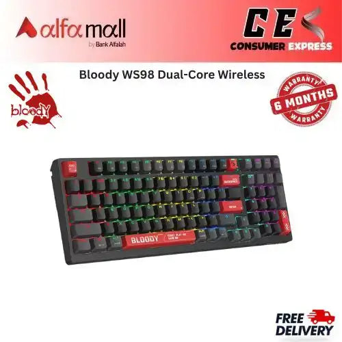 Bloody WS98 DualCore Wireless Mechanical Gaming Keyboard – Sports Red