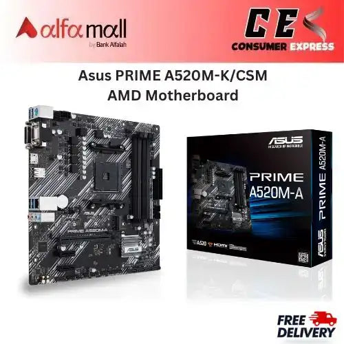 Asus PRIME A520MK/CSM AMD Motherboard DDR4 micro X AM4 Socket (Ryzen 5000/4000/3000) CSM Versi