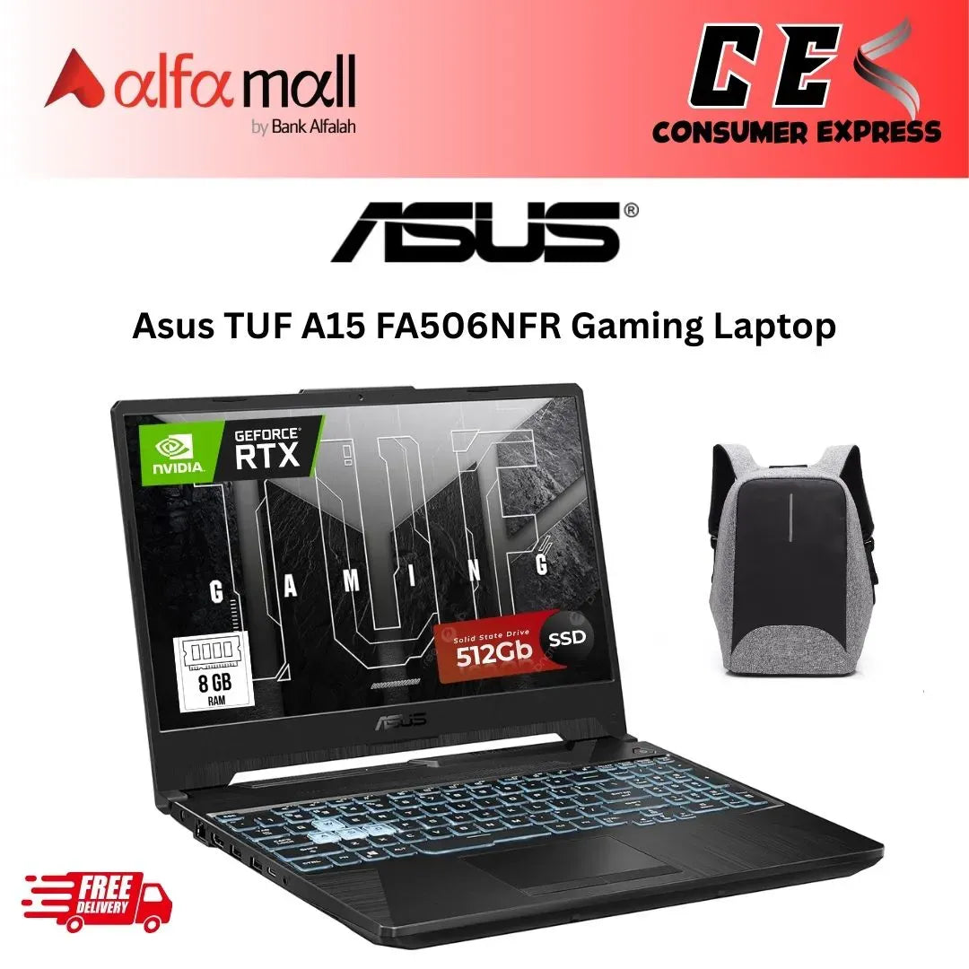 Asus TUF A15 FA506NFR Gaming Laptop AMD Ryzen 7 7435HS Processor 8GB 512GB SSD 4GB Nvidia RTX2050 GDDR6 GC 15.6" Full HD 144Hz Display RGB Backlit KB (Black, 2 Year Asus Direct Local Warranty)