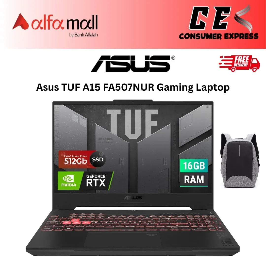 Asus TUF A15 FA507NUR AMD Ryzen 7 7435HS Processor 16GB 512GB SSD 6GB NVIDIA GeForce RTX4050 GDDR6 GC 15.6Inch FHD IPS 144Hz Dolbymos 1Ze RGB BKB (Mecha Grey, 2 Years Warranty)
