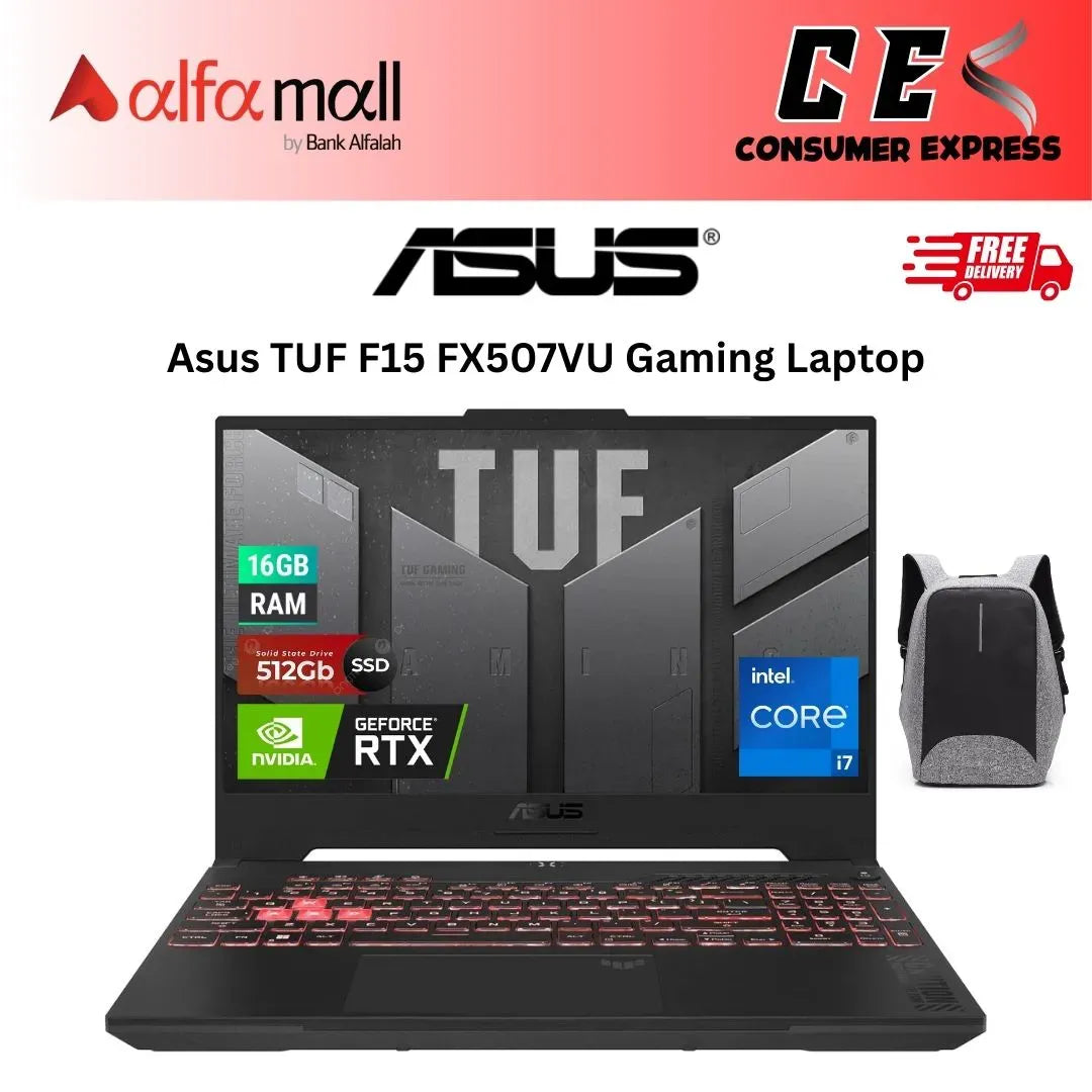 Asus TUF F15 FX507VU 13th Gen Ci7 13620H Processor 16GB 512GB SSD 6GB NVIDIA GeForce RTX4050 GDDR6 GC 15.6Inch FHD IPS 144Hz Dolbymos 1Ze RGB BKB (Mecha Grey, 2 Years Warranty)
