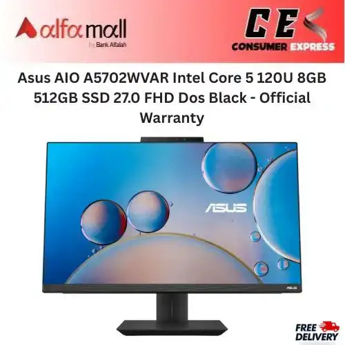 Asus AIO A5702WVAR Intel Core 5 120U 8GB 512GB SSD 27.0 FHD Dos Black Official Warranty