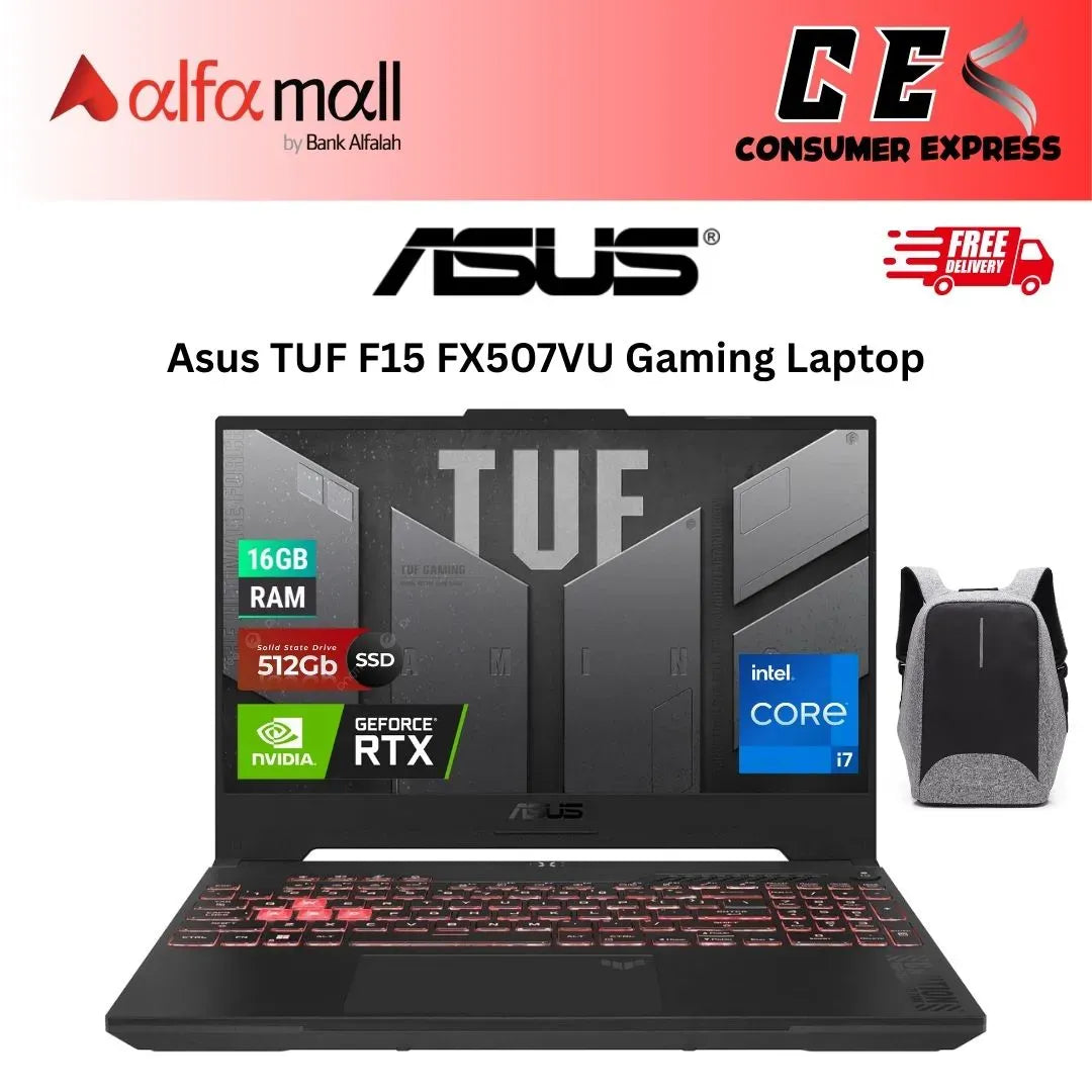 Asus TUF F15 FX507VV Gaming Laptop Raptor Lake 13th Gen Ci7 13620H Processor 16GB 512GB SSD 8GB NVIDIA GeForce RTX4060 GDDR6 GC 15.6" Full HD 1080p IPS 144Hz GSync Display Dolbymos 1Ze RGB BKB (Mecha Grey, 2 Years ASUS Direct Local Warranty)