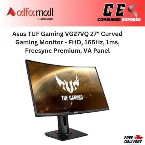 Asus TUF Gaming VG27VQ 27" Curved Gaming Monitor - FHD, 165Hz, 1ms, Freesync Premium, VA Panel