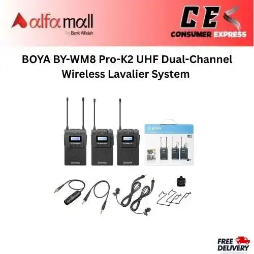 BOYA BYWM8 ProK2 UHF DualChannel Wireless Lavalier System