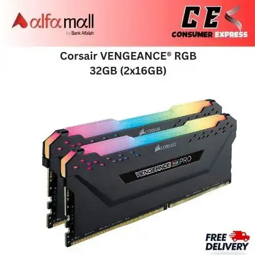 Corsair VENGEANCE® RGB 32GB (2x16GB) DDR5 DRAM 5200MT/s CL40 AMD EXPO & Intel XMP Memory Kit