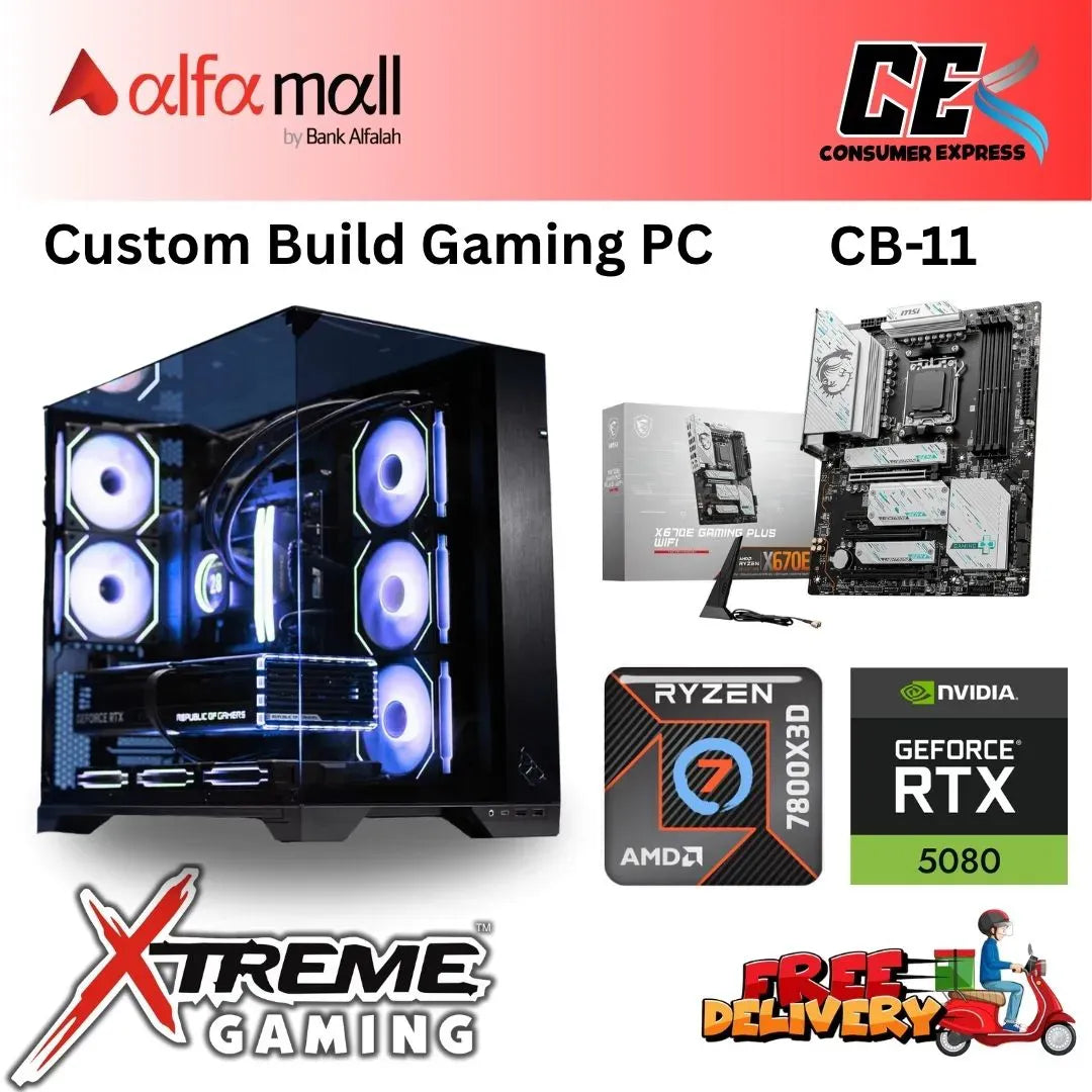 Custom Gaming Build CB11 Ryzen 7 7800x 3D with RTX 5080 Ryzen 7 Gaming Build