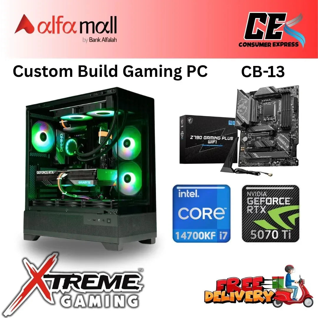 Custom Gaming Build CB13 Intel i7 14700KF with RTX 5070TI Intel 14th Gen Gaming Build