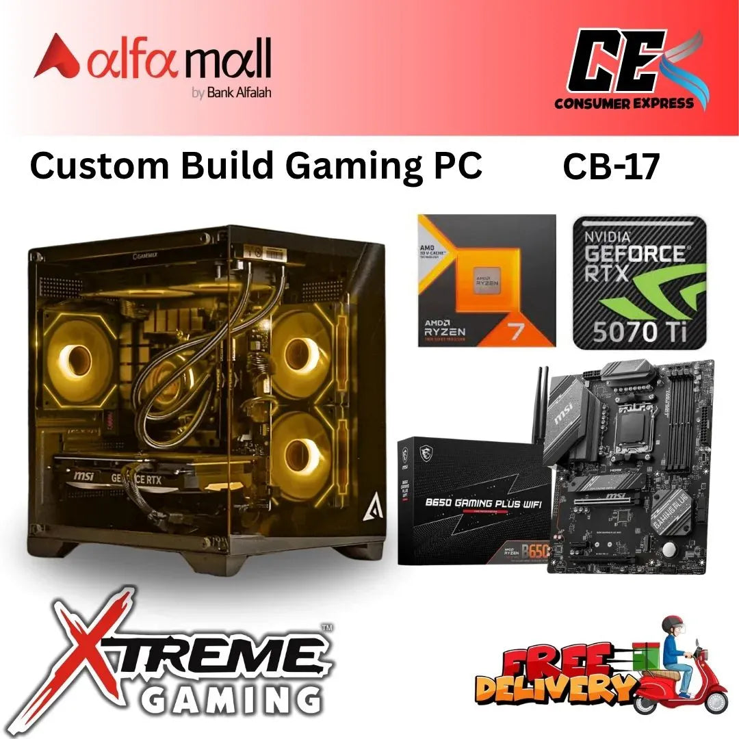 Custom Gaming Build CB17 Ryzen 7 7800X3D with RTX 5070TI Ryzen 7 Gaming Build