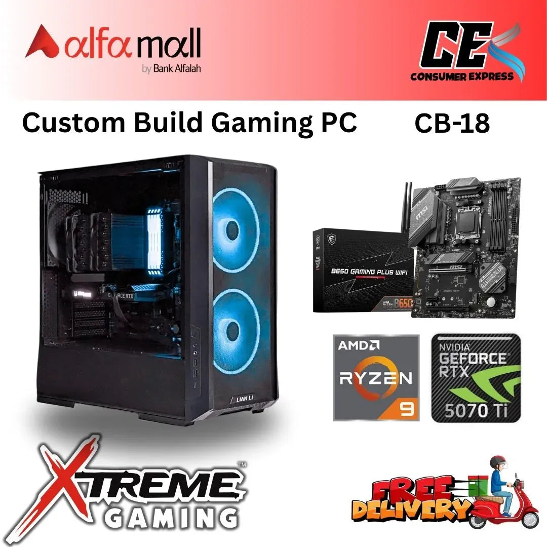 Custom Gaming Build CB18 Ryzen 9 9700X with RTX 5070TI Ryzen 9 Gaming Build