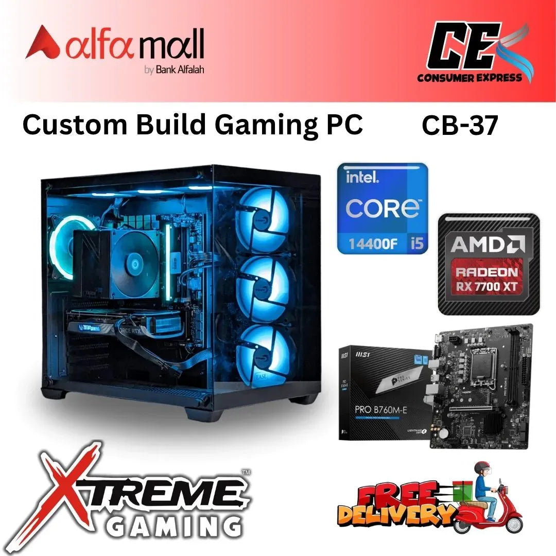 Custom Gaming Build CB37 Intel Core i5 14400F with RX 7700XT 14th Gen DDR5 Gaming Build