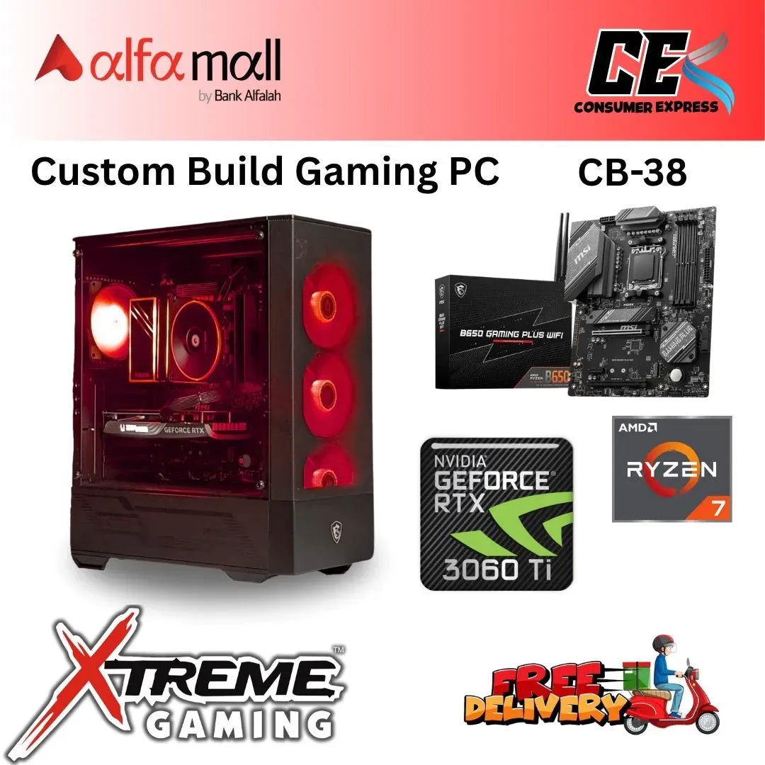 Custom Gaming Build CB38 Ryzen 7 7700 with RTX 3060TI Ryzen 7 Series DDR5 Build