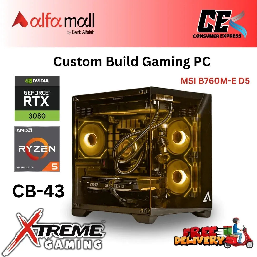 Custom Gaming Build CB43 Ryzen 5 7500F with RTX 3080 Ryzen Gaming Build