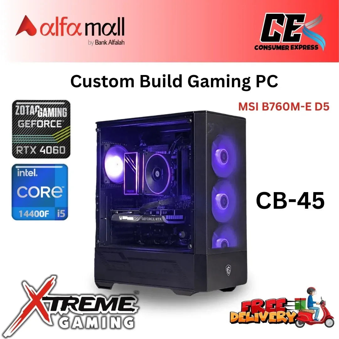 Custom Gaming Build CB45 Intel Core i5 14400F with RTX 4060 Intel i5 14th Gen Gaming Build