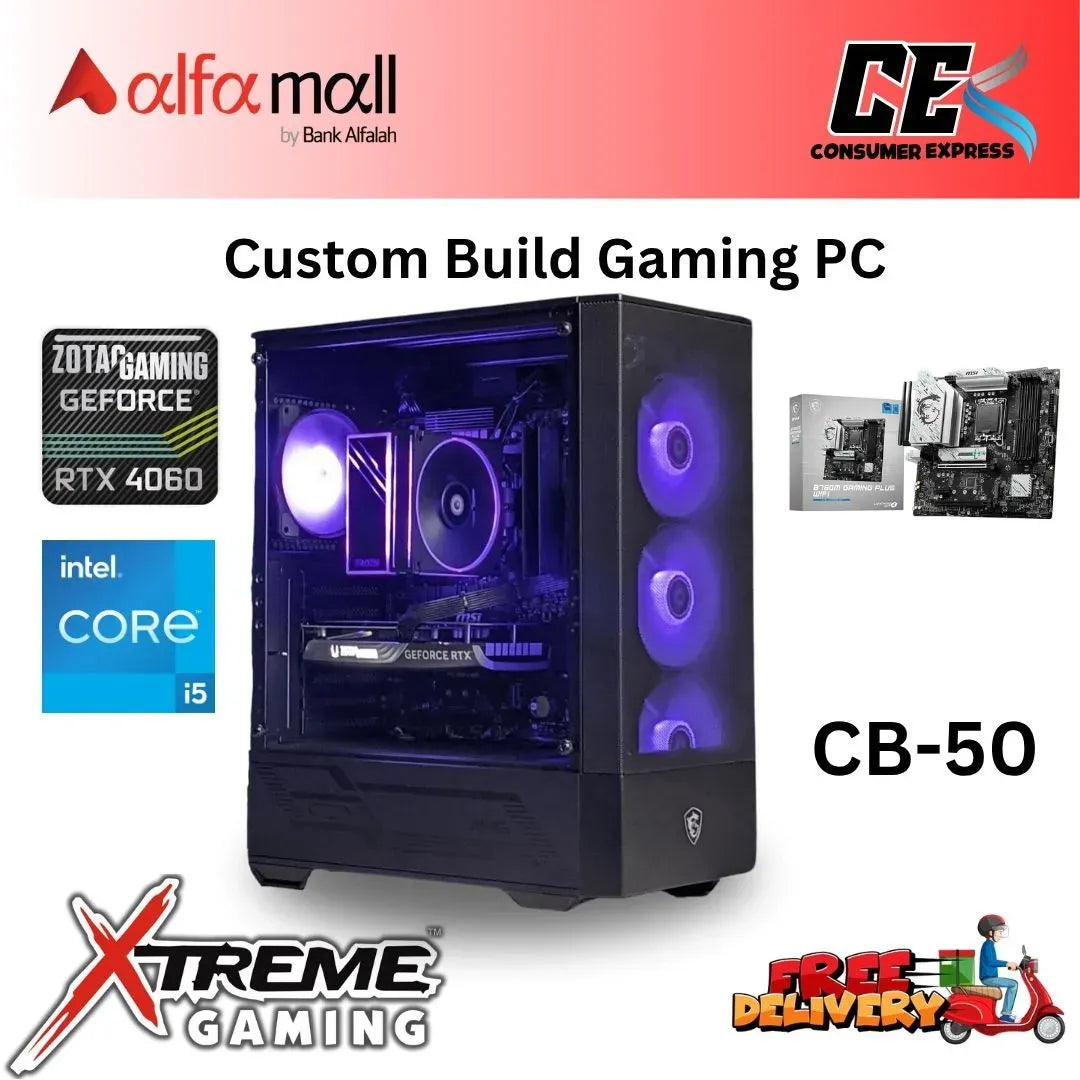 Custom Gaming Build CB50 Intel Core i5 12400F with RTX 4060 Intel i5 12th Gen Gaming Build